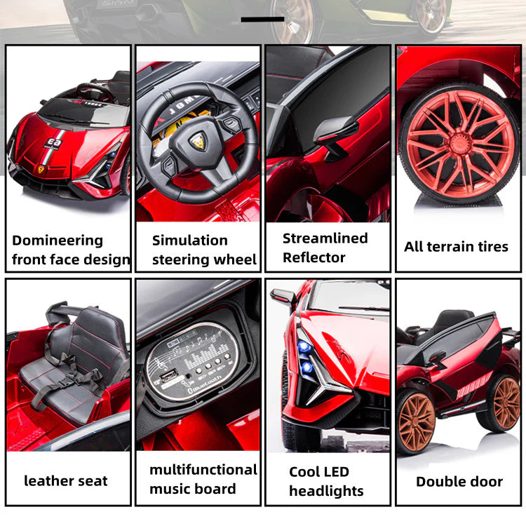 Kid's Lambo Ride On Sports Car | Remote Control | Music | Stories| Bluetooth| MP3 | EVA Tires| Leather Seat