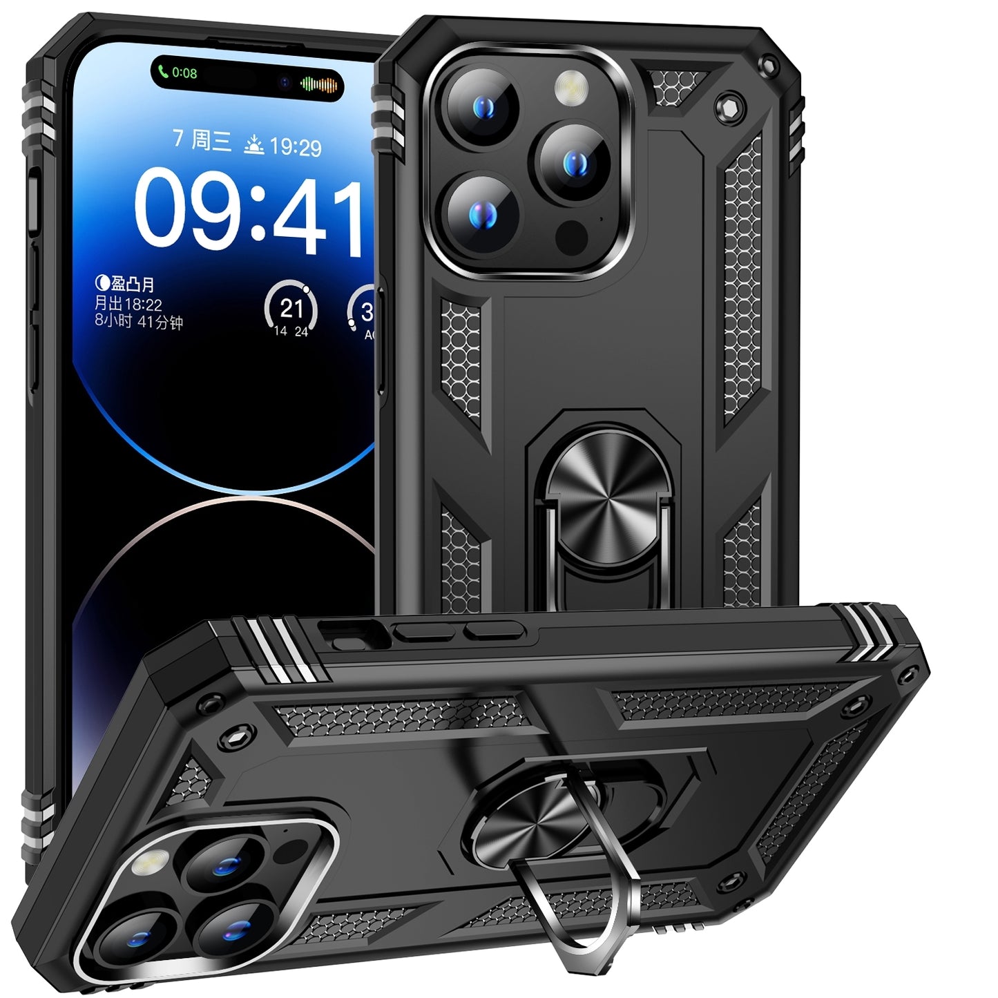 iPhone 16 Pro Max Shockproof TPU Hybrid PC Phone Case with Holder