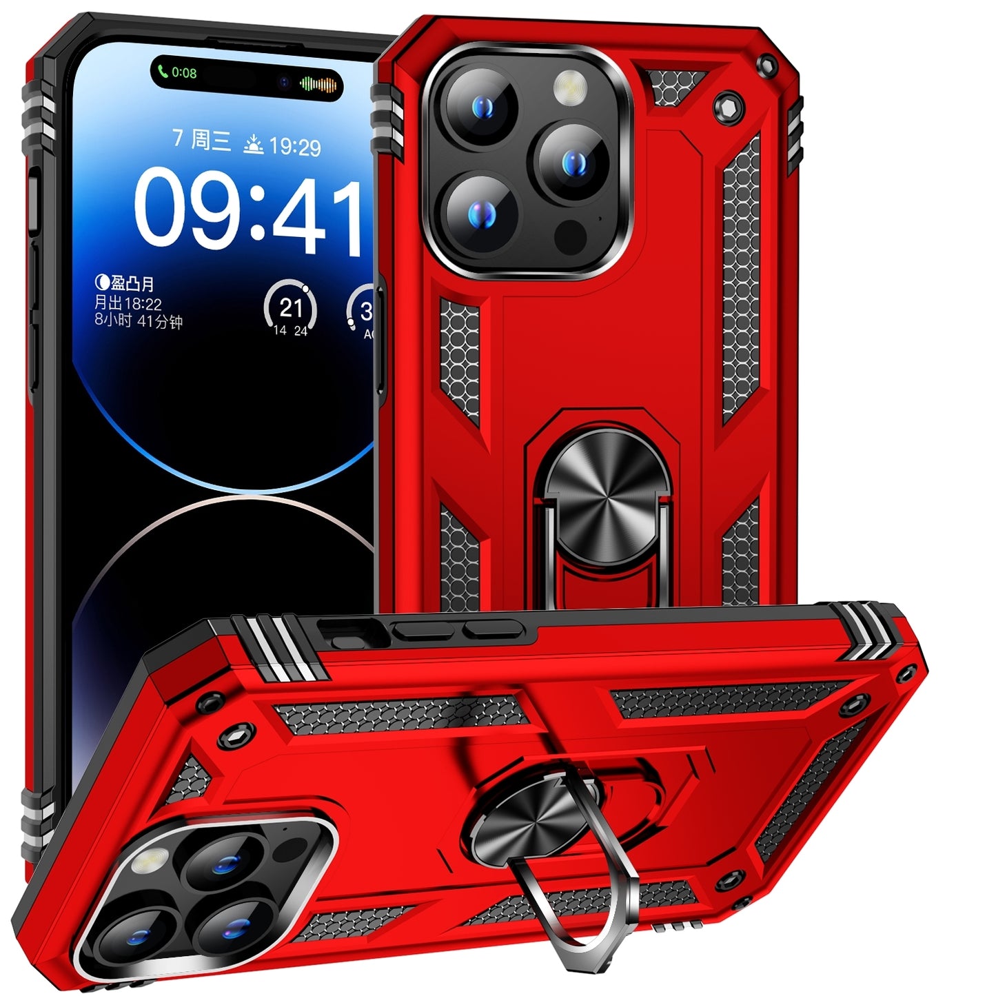 iPhone 16 Pro Max Shockproof TPU Hybrid PC Phone Case with Holder