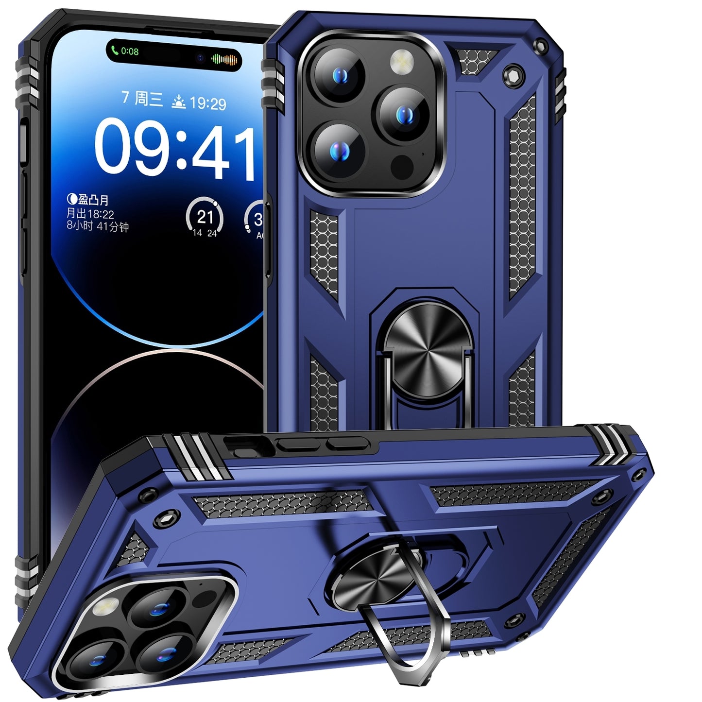 iPhone 16 Pro Max Shockproof TPU Hybrid PC Phone Case with Holder