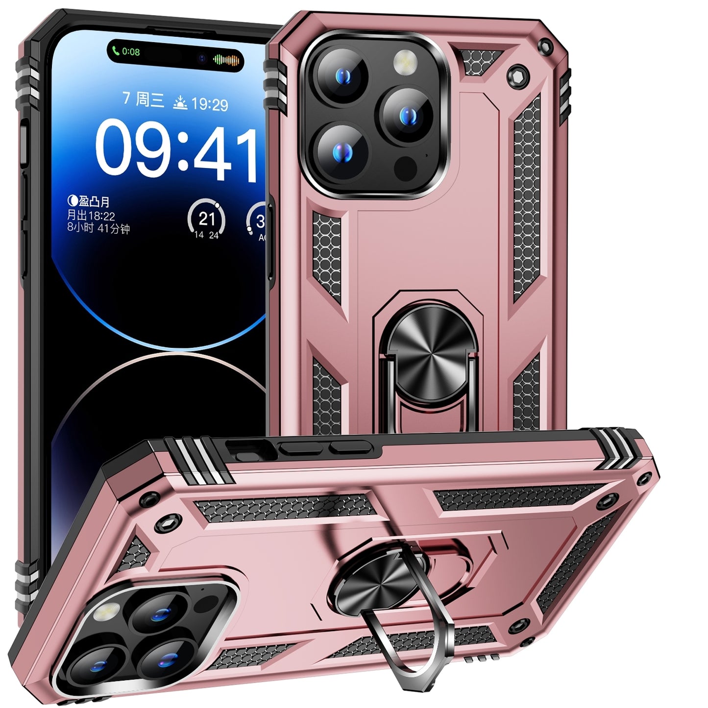 iPhone 16 Pro Max Shockproof TPU Hybrid PC Phone Case with Holder