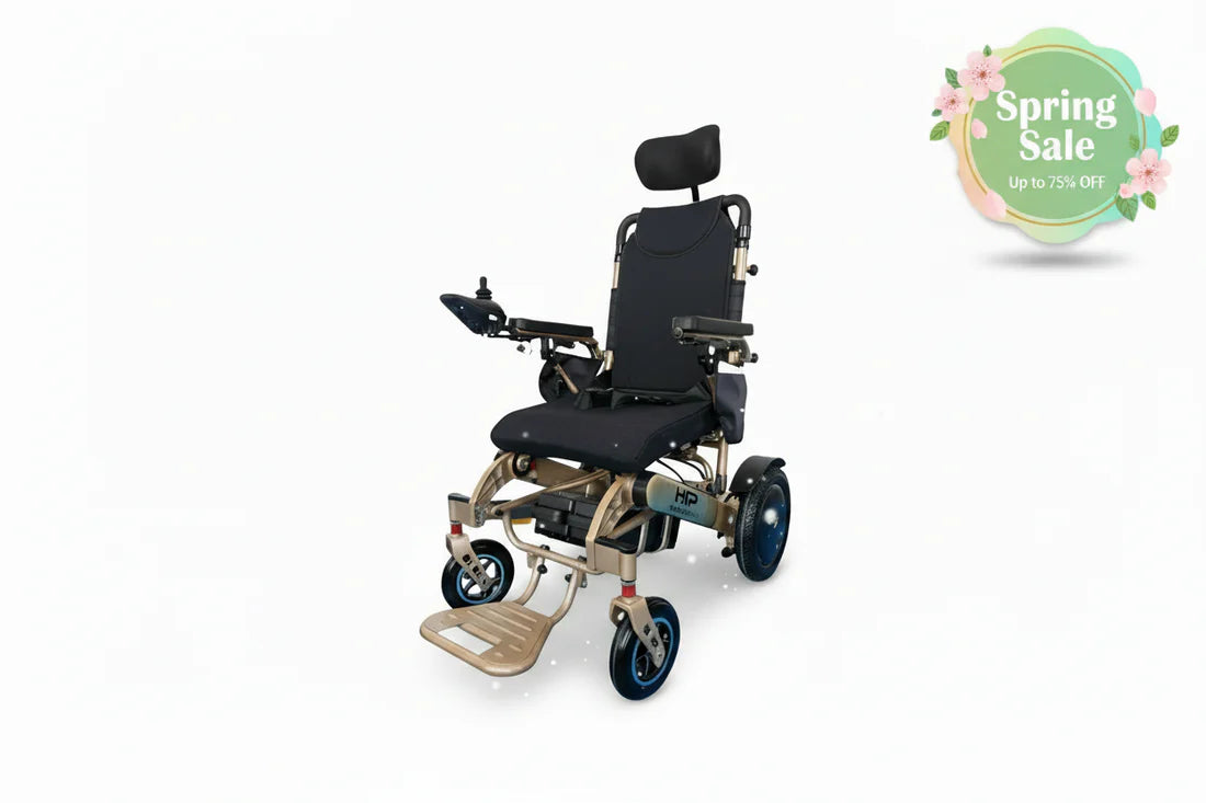 HK Aluminum Pro | Foldable electric wheelchair | 360°joystick |Dual motors & batteries | Reclining | Remote control